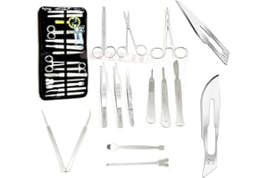 Cynamed 44Pcs Advanced Dissection Dissecting Kit -Biology & Veterinary Students- Anatomy Lab Botany Animal Frog Etc Dissecting Kit. Stainless Steel Scalpel Knife Handle-30 Blades (Zipper Case)