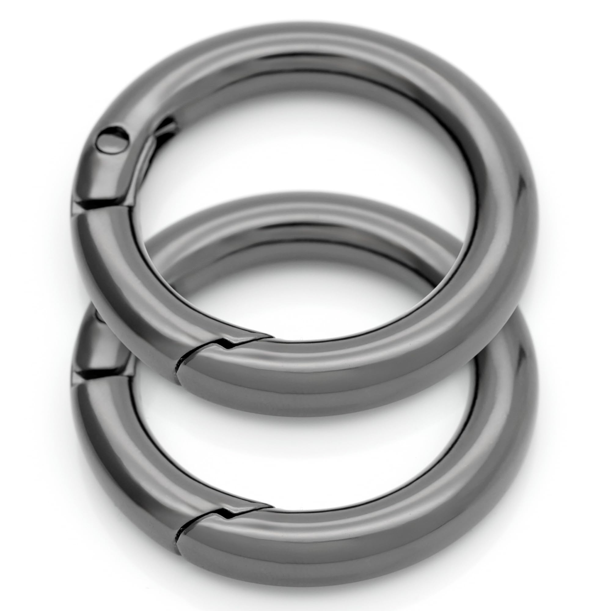 CRAFTMEMORE 2pcs 1 1/2 Inch O Rings Snap Clip Spring Opening O-Ring Carabiner Keyring Round Clasp Buckle Purse Hardware SCOS (Gunmetal)