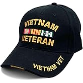 VetFriends.com Vietnam Veteran Hat for Men Embroidered Black Cap with Service Ribbons US Viet NAM War Veterans Day