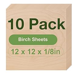 Rowood 10 Pack Birch Plywood 1/8,12x12x1/8inch,3mm