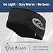 TrailHeads Womens Ponytail Headband - Moisture Wicking Hair Headband for Running, Winter, Workout - Athletic Headband Women - Black/Reflective Silver