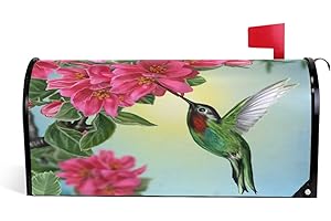 WOOR Hummingbird and Flowers Magnetic Magnetic Mailbox Cover Standard Size for Garden Yard Outdoor Decorations-18 x 20.8"