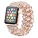 Tomazon Compatible Apple Watch Band 38mm, Fashion Handmade Elastic Stretch Crystal Beaded Metal Bracelet Link Women Girls iWatch Strap Compatible Apple Watch Series 3/2 / 1 - Pink