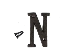 KIAOTIME 3" Vintage Decorative Cast Iron Metal Alphabet Letters Wall Sign Hanging Address Name Sign Letter 'N'