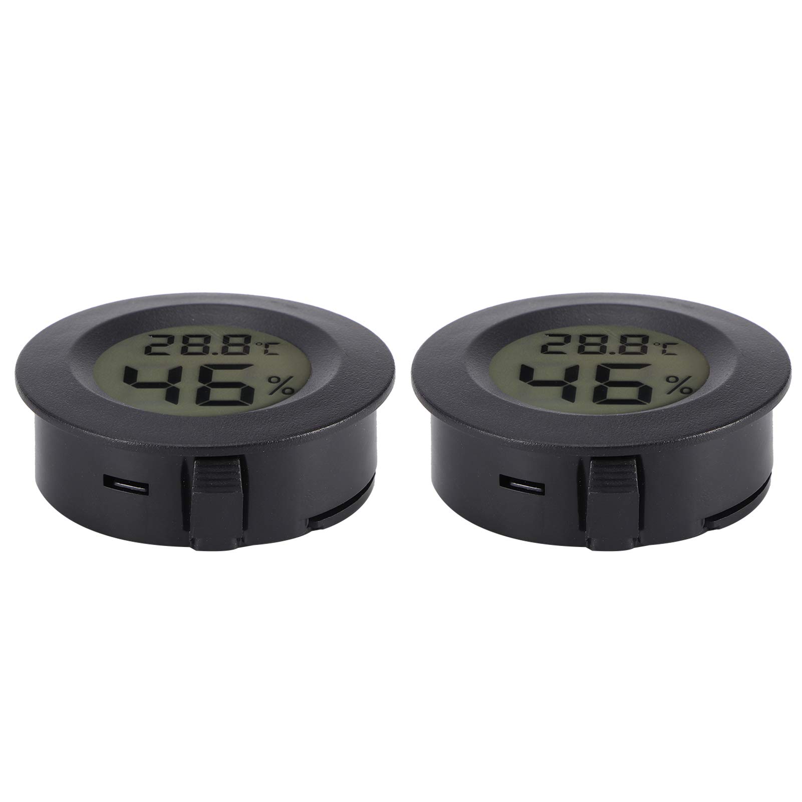 Humidity Temperature Meter 2PCS Mini Digital LCD Thermometer Hygrometer Round Shape Temperature Humidity Meter for Home, Office, Car, Schools, Hotels