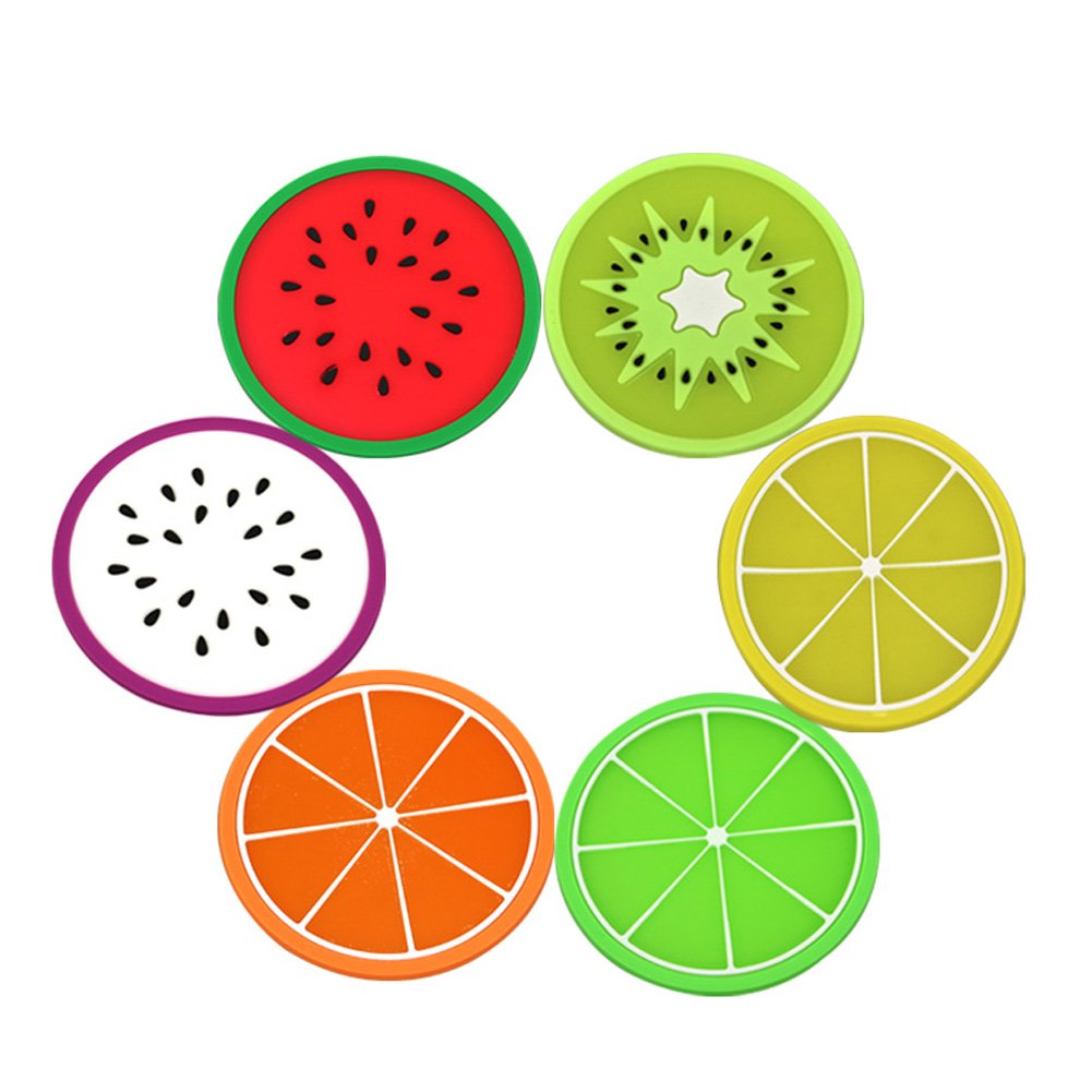 Sottobicchieri con disegni di frutta colorata in silicone della Sottobicchieri con disegni di frutta colorata in silicone della FCBB set di 6 Amazon Casa e cucina