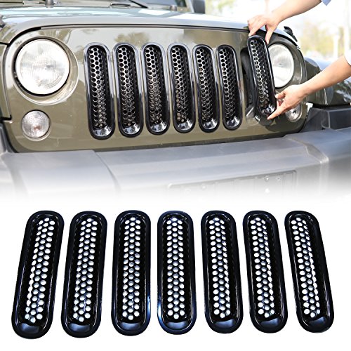 cartaoo Matte Black Front Mesh Grill Inserts for 20072017 Jeep