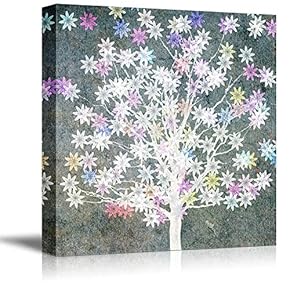 Canvas Wall Art Abstract Ink Painting Tree Painting Artwork for Home Prints Framed - 12x12 inches