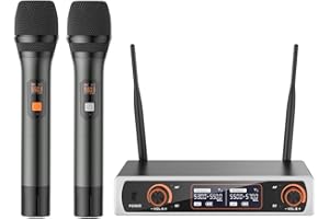 MOYLEAF Wireless Microphones,Metal Dual Professional UHF Cordless Dynamic Wireless Microphone System for Church, DJ, Karaoke,Wedding, Home KTV Set,260Ft