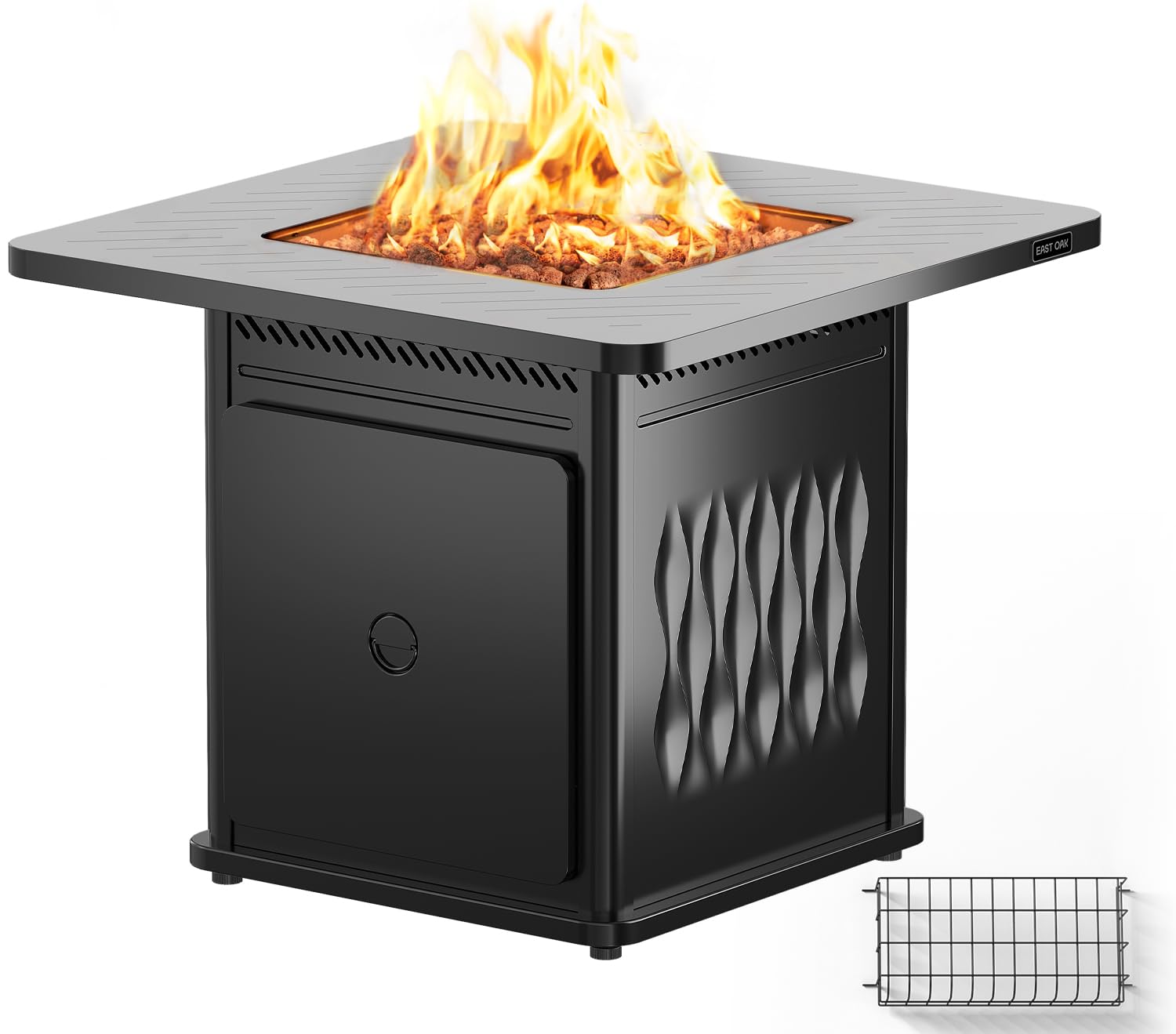 Photo 1 of ** FACTORY SEALED** EAST OAK 32'' Propane Fire Pit Table, 50,000 BTU Steel Gas Fire Pit for Outdoor, Outside Patio Deck and Garden, CSA Certified Fire Table with Magnetic Lid, Cover-Storage Basket and Lava Rock, Black