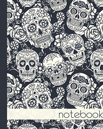 Notebook. Black and White Sugar Skull: Notebook, Notes, Jotter Journal, 100 lined pages.