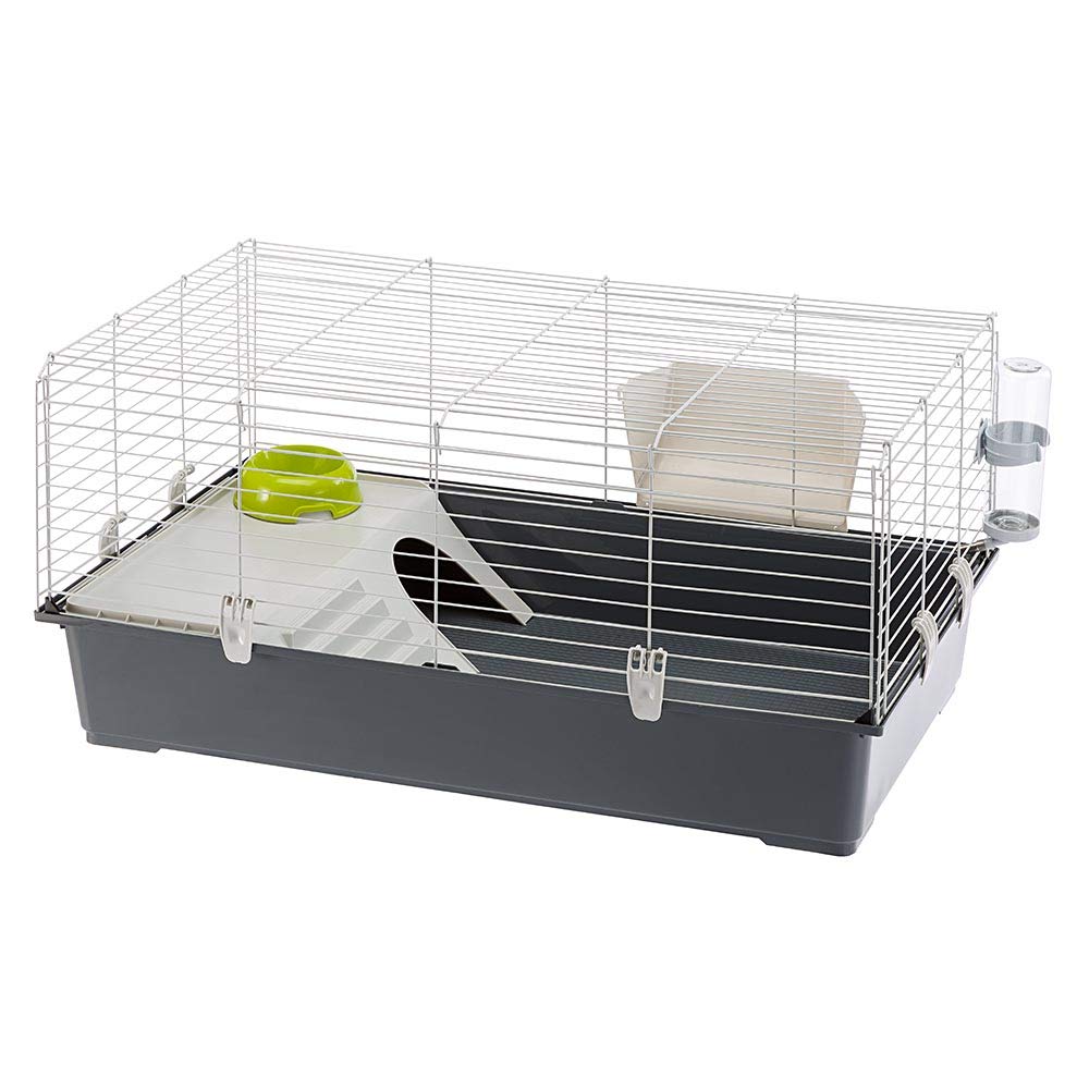Ferplast Rodent Cage RABBIT 100 for Rabbits, Guinea Pigs, Guinea Pigs, in Metal, Accessories included: Manger, Drinking bottle, House, Bowl. 95x57xh46cm