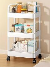 Multibao 3 Tier Storage Trolley Cart on Wheels White 39W x 73H cm view 6