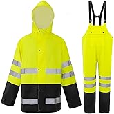 VUVEA Rain Suit For Men & Women Waterproof Heavy Duty Rain Gear Reflective Jacket for Fishing Outdoor Work Raincoats