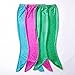 Hot Little Girls 3 Pcs Princess Mermaid Tail Swimmable Bikini Set Swimwear, Blue/Pink, 120 (6-7Y)