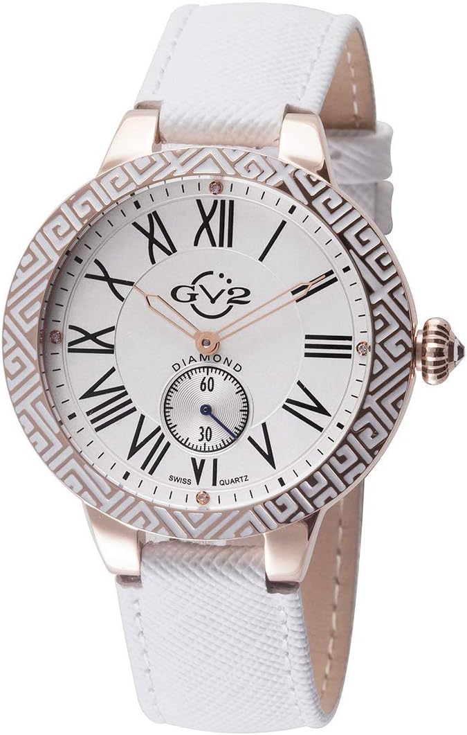 GV2 Women's Analog Quartz Watch with Leather-Calfskin Strap 9126