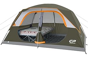 CAMPROS CP Tent 6/8 Person Camping Tents, Waterproof Windproof Family Dome Tent with Top Rainfly, Large Mesh Windows, Double Layer, Easy Set Up, Portable with Carry Bag, for All Seasons