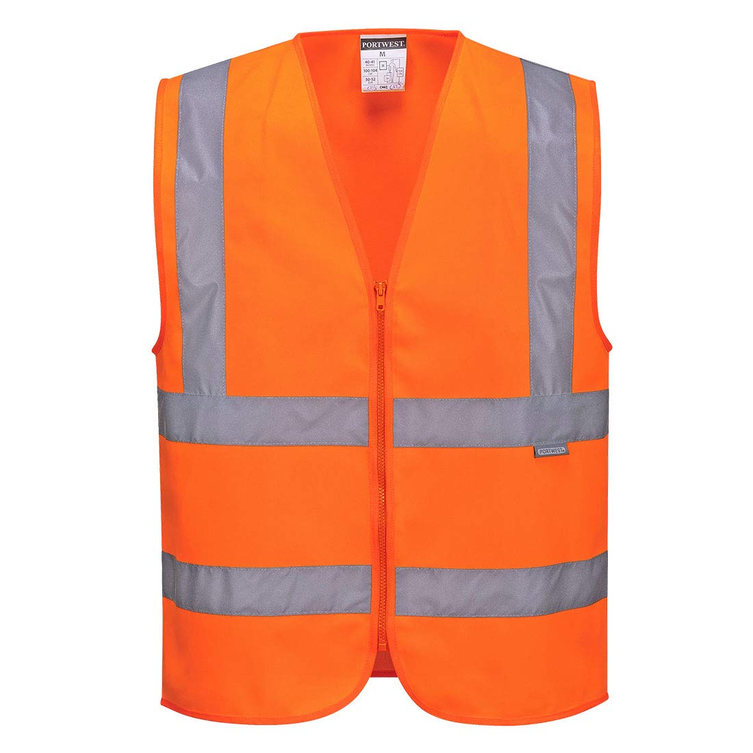 Portwest Unisex Hi-Vis Zipped Vest, Orange, S