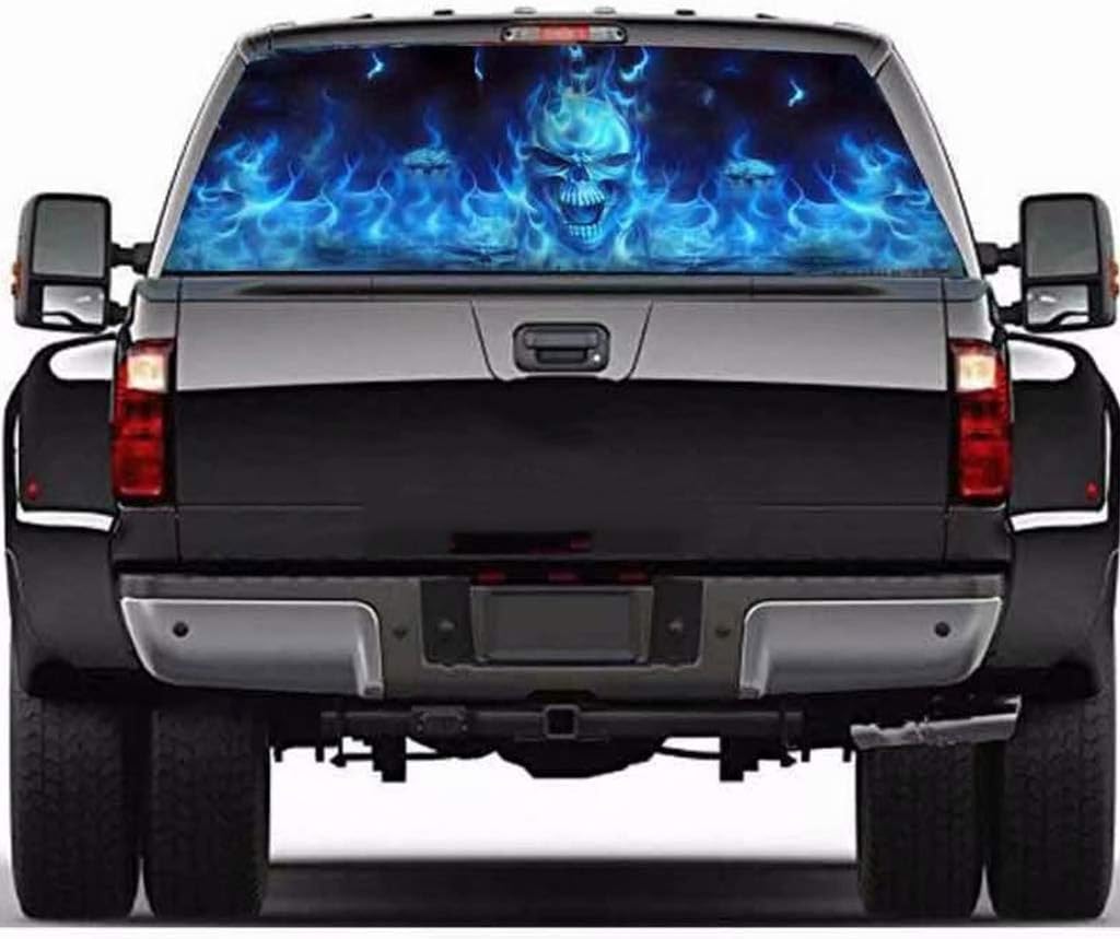 Amazon Co Jp Forgun 燃えるスカル リアウィンドウデカールステッカー 車やトラック用 ホーム キッチン