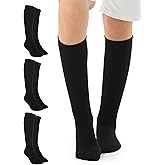 LAETAN Cotton Knee High Socks for Kids, Long School Uniform Socks for Boys Girls & Toddlers | 3 to 14 Years Old (3 Pairs)