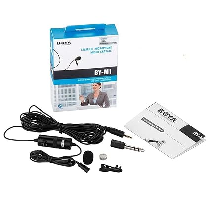 Boya BYM1 Omnidirectional Lavalier Condenser Microphone with 20ft Audio Cable (Black)