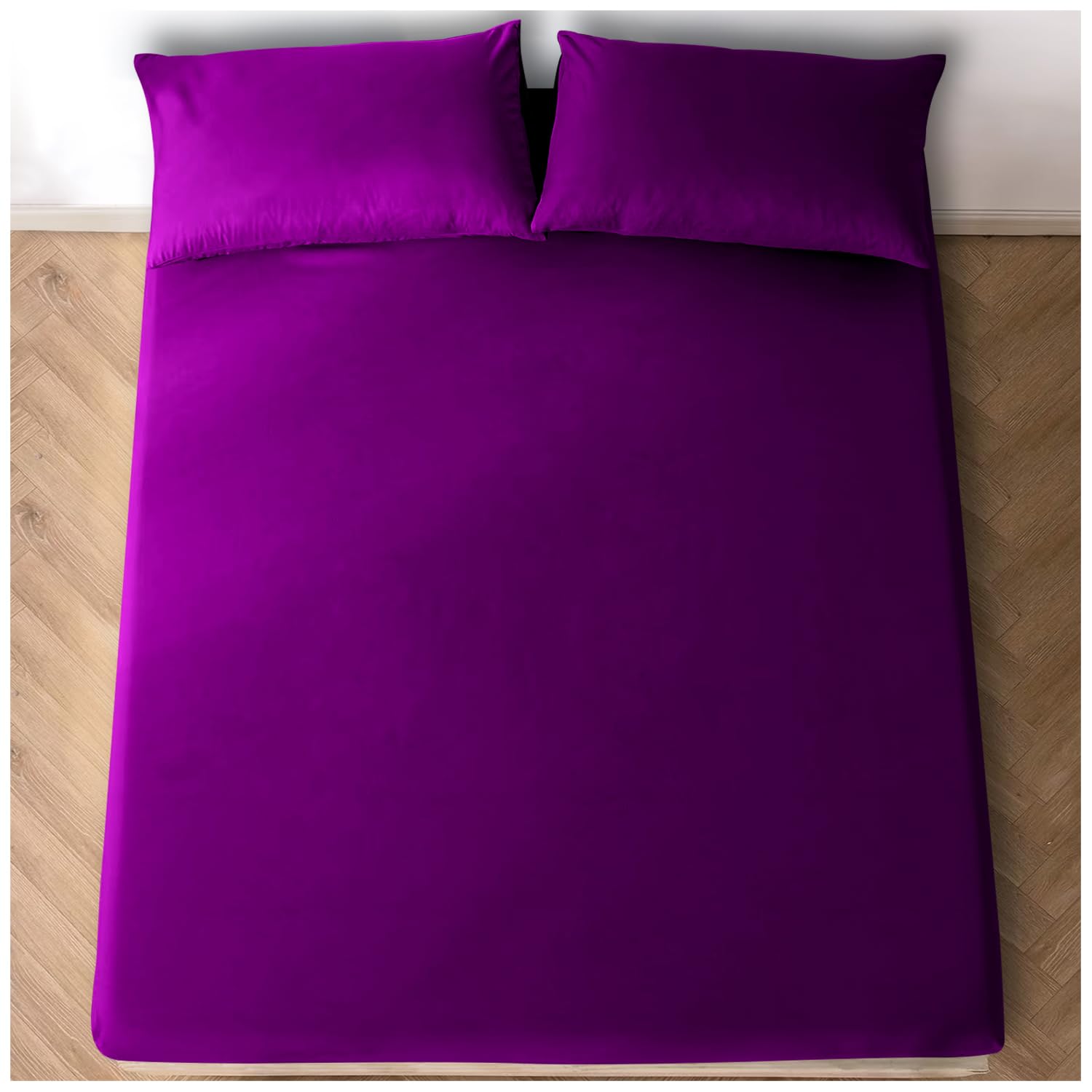 GC GAVENO CAVAILIA Easy Care Polycotton Fitted, Plain Dyed Bed Sheets OR Housewife Pillowcases 2 Pack, Polyester-Cotton, Berry, King — image 1