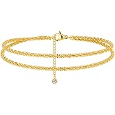 Freekiss Sterling Silver Plated Chain Bracelet: Dainty Stackable Bracelets for Women Trendy Cute Adjustable Layered Paperclip Womens Bracelet Set Silver Waterproof Jewelry for Women