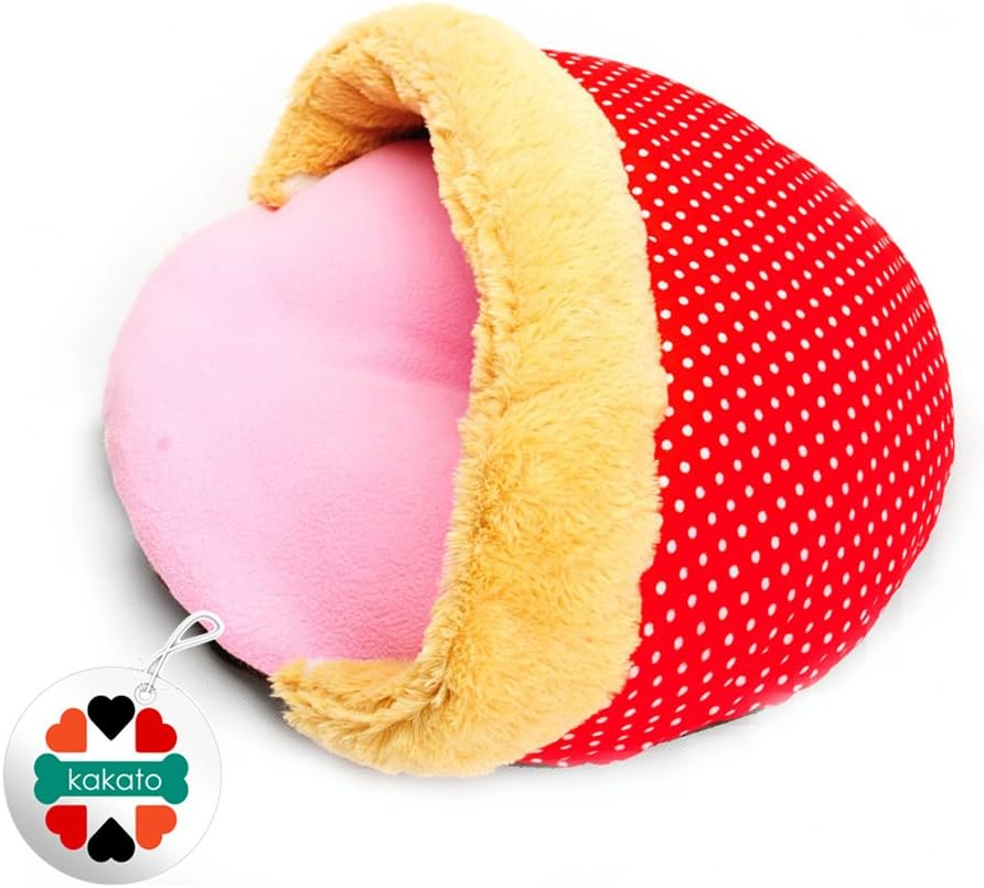 Super Soft Slippers Design Pet Dog Cat Carrier Cat Sleeping Bag Indoor Warm House Kennel Pet Cave Bed Cat Bed Nest for Small Dogs Cats Red Dot M