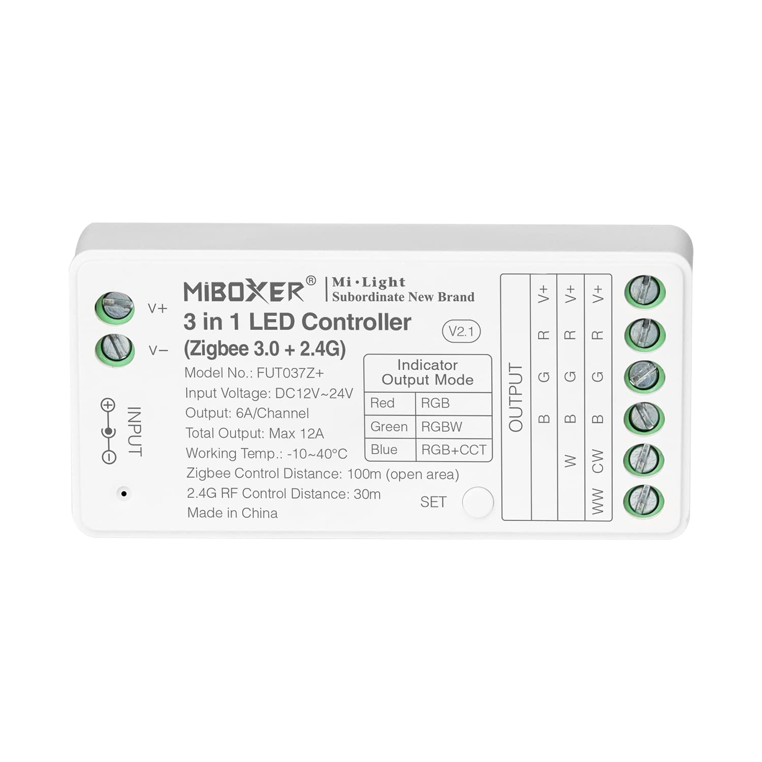 LIGHTEU®, Milight Miboxer Zigbee3.0 and 2.4GHz 3 in 1 LED strip controller 12V/24V compatible with Zigbee 2.4GHz remote control, APP/Voice control, FUT037Z+ — image 1
