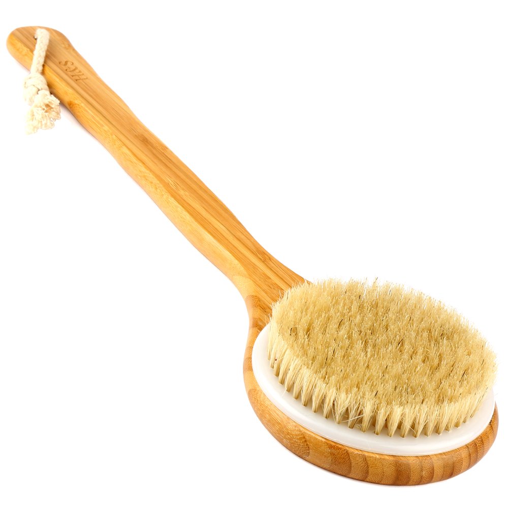 H&S Body Brush Back Scrubber Long Handle Bath Shower Brush Natural