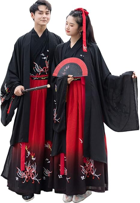 Amazon Nolcctn チャイナ服 コスプレ仮装 漢服 レディース 赤 漢服 メンズ 侠客 花刺繍 男女兼用 カップル漢服 中華服 ステージ衣装 大きいサイズ S 4xl X173 L 3点セット コスプレ 仮装 通販