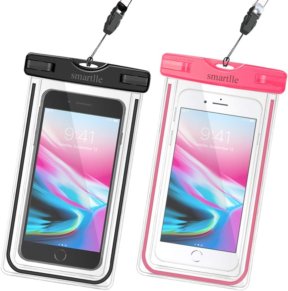 Waterproof Phone Pouch Case, 2-Pack Universal Waterproof Cell Phone Bag/Holder for iPhone 15 14 13 12 11 Pro Max XS Max, SE XR X 8 7 6S Plus, for Galaxy, IPX8 Dry Bag with Neck Lanyard