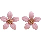 Leeniuniu Spring Summer Colorful Flower Stud Earrings for Women Forest Five Petal Floral Earrings Statement Jewelry