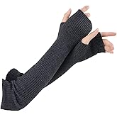 Facecozy Arm Warmers Women, Knit Cashmere Wool Blend Long Fingerless Gloves for Women Cold Weather Gloves with Thumb Hole