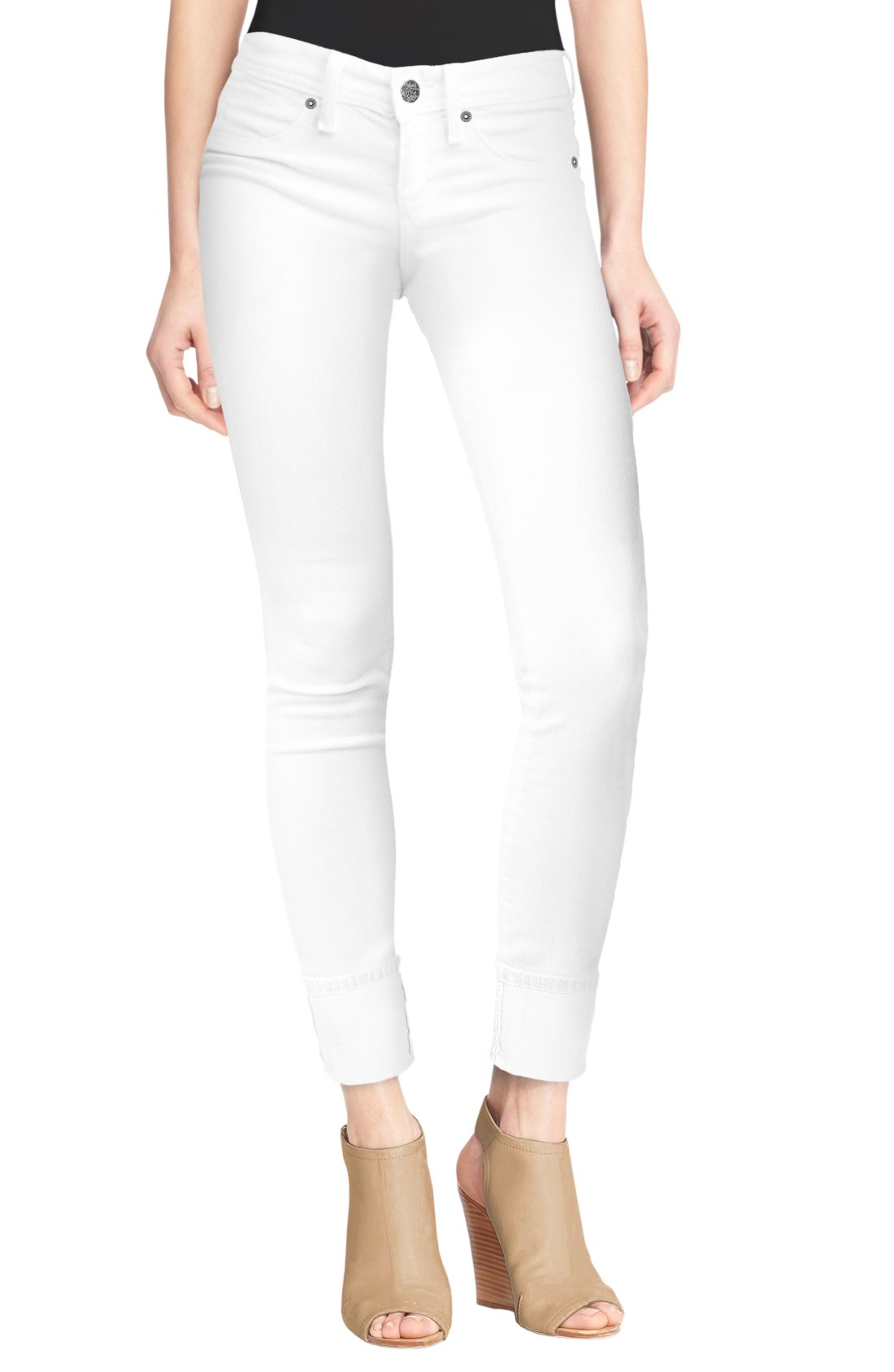 Photo 1 of (11) (bagged) Hybrid & Company Women's Perfectly Shaping Stretchy Deep Cuff Denim Jeans P43997SK White 11