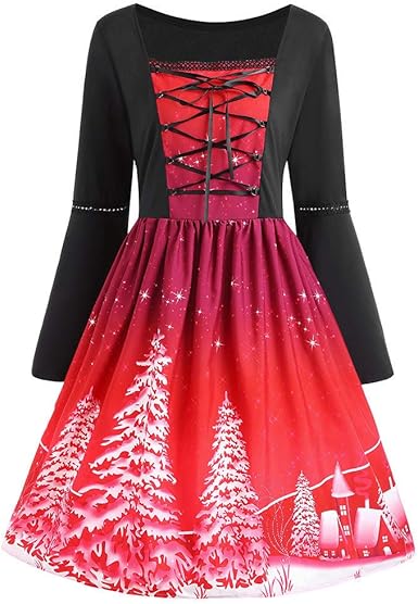 plus size christmas print dresses