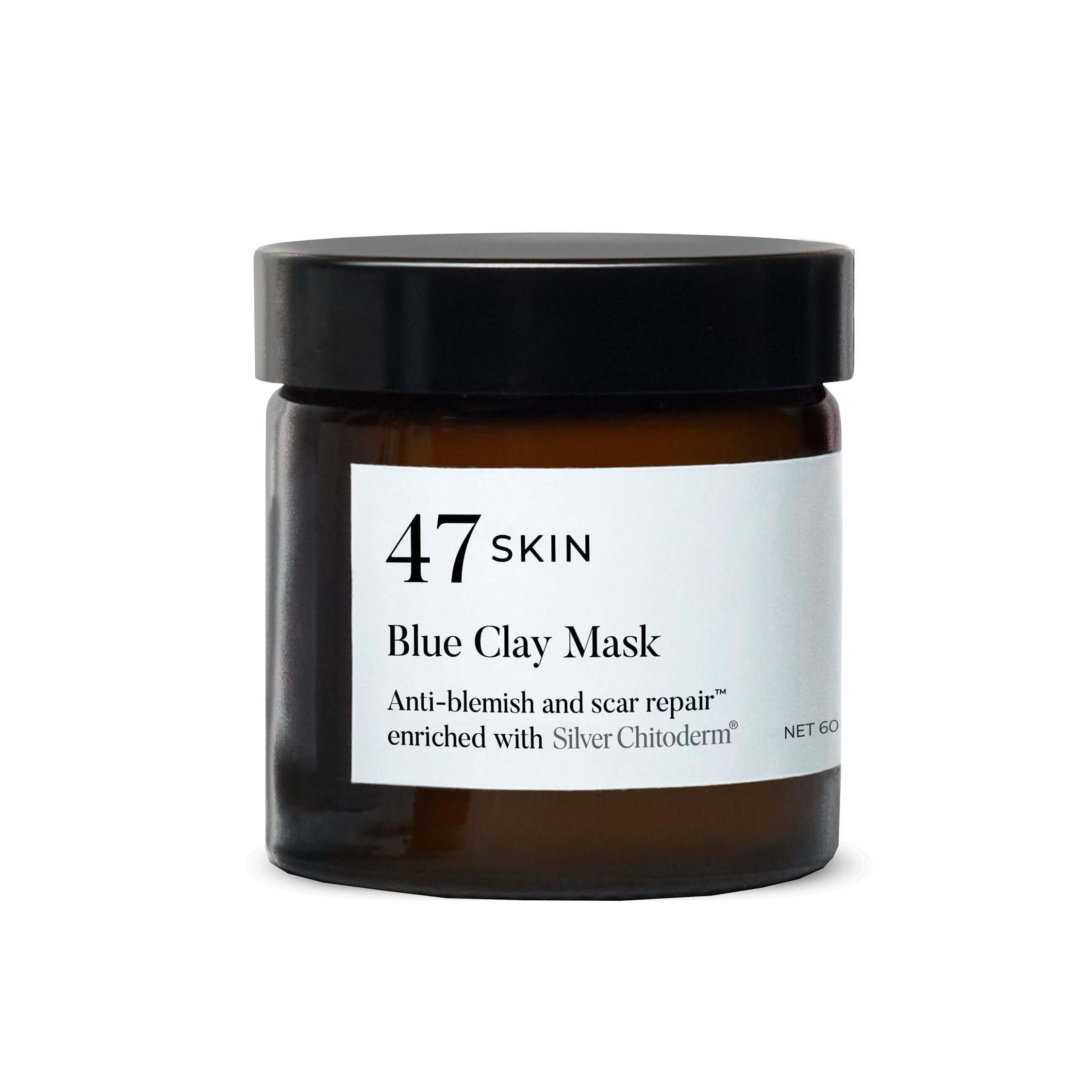 47 Skin Anti-blemish & scar repair Blue Clay Mask enriched with Silver Chitoderm for All Skin Types, Clear Skin Mask, 60ml