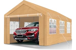 SNENBLUME Carport, Heavy Duty 10x20 Carports, UV Protection & Waterproof Canopy Tent, Elegant Design, Multifunctional Outdoor Use for Events & Car Protection (Beige)