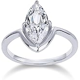 PAVOI 14K Gold Plated Marquise 1.5CT Cubic Zirconia Fake Bridal Engagement Ring for Women - Statement