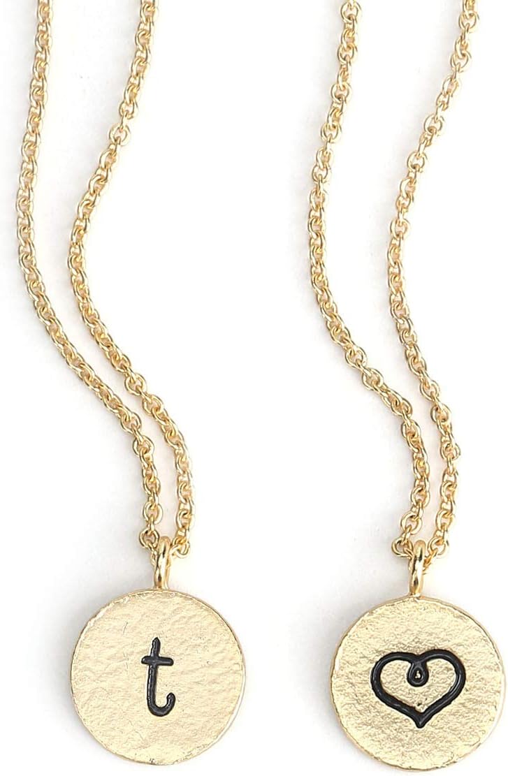 KISSPAT 14K Gold Initial Necklace Round Disc Letter Pendant Jewelry for Women