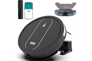 AZQQ 3-in-1 Robot Vacuum 4000Pa Strong Suction Robot Vacuum Cleaner & Smart Navigation & Alexa/APP Control & Auto Recharge & Central Brush, Vacuum Robot and Mop for Pet Hair (Classic Black)