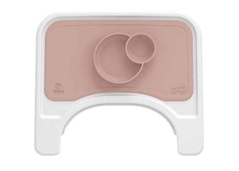 Stokke by EZPZ 100% Food Grade Silicone Baby Infant Table Placemat for Steps - Pink & Steps Tray - White