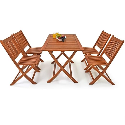 Deuba Set Da Pranzo Sydney Light Da Giardino 5 Pezzi Tavolo E Sedie Da Esterno In Acacia Certificato Fsc Terrazzo Balcone