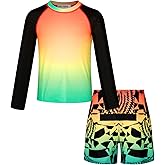 GRACE KARIN Boys Rash Guard Swim Set Boy Two Piece Long Sleeve Swimsuit Kids Bathing Suit Size 6-13Y