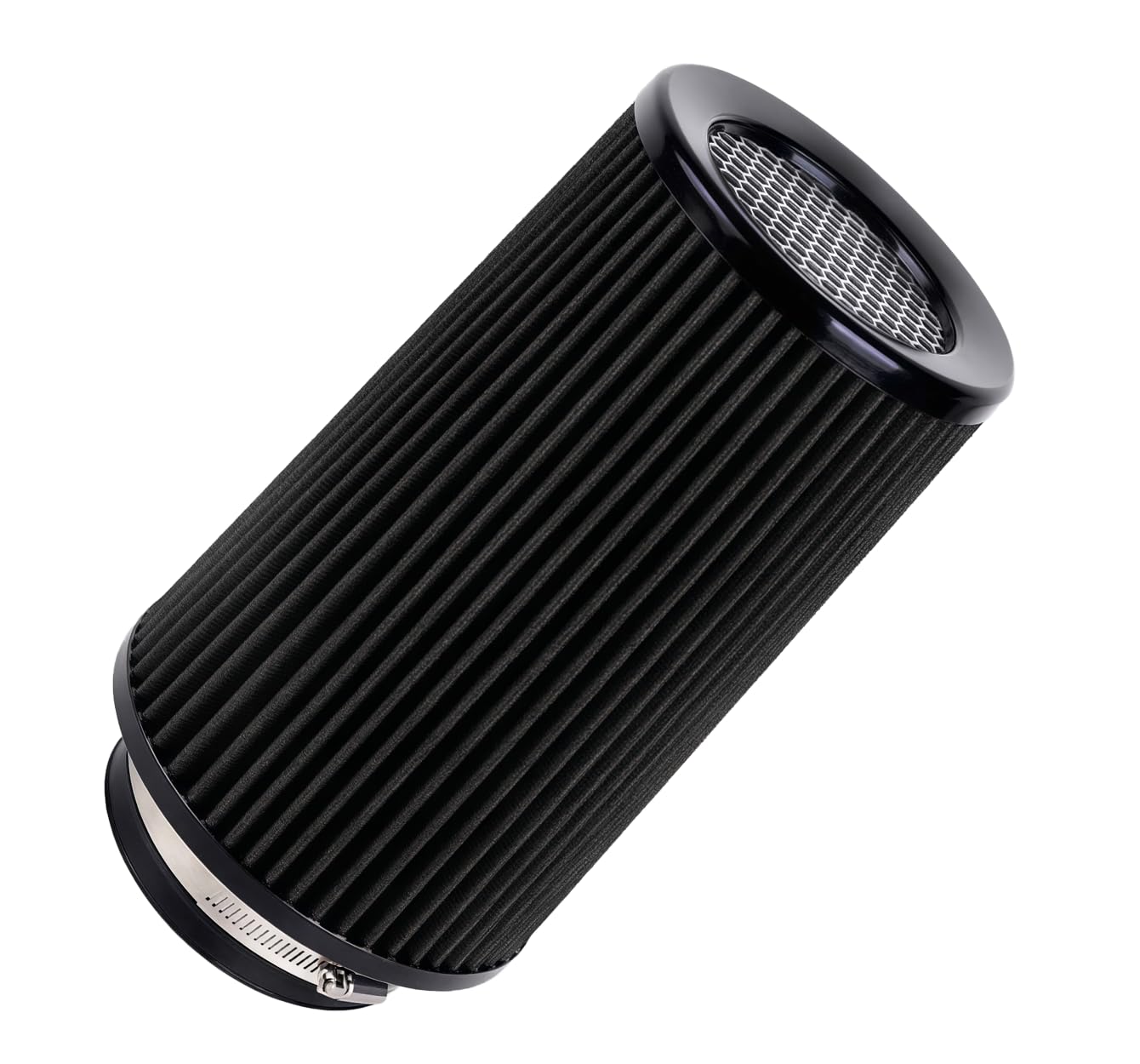 Photo 1 of 4-Inch Cold Air Intake Filter - Washable, High Performance, 3" or 3-1/2" or 4" Clamp-On Filter Height: 9 In Replacement Cone Air Filter Universal 3 Sizes in 1 (Black)