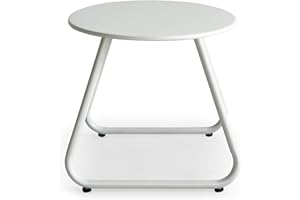 Meluvici Outdoor Side Table, Weather-Resistant Steel Patio Table, Small Outdoor Indoor Round End Accent Table for Patio Garden Balcony Bistro Yard, White