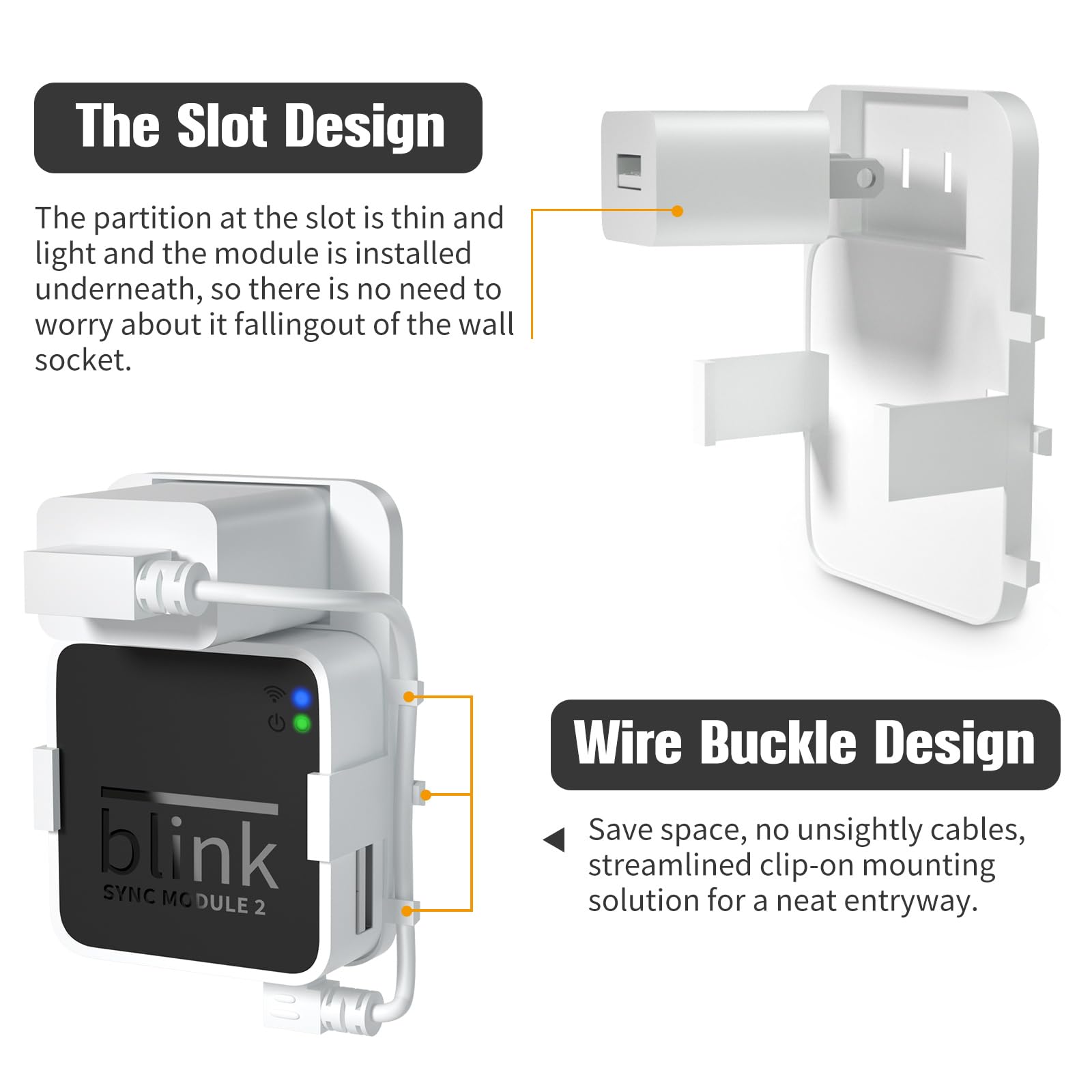 256GB USB Flash Drive, Outlet Wall Mount Holder for Blink Sync Module 2 with Short Cable Save Space,Mount Bracket for Blink Outdoor Indoor Security System (Blink Add-On Sync Module 2 is NOT Included)