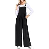 ALSOGO Womens Casual Corduroy Overalls Baggy Pants Wide Leg Jumpsuits Adjustable Straps Rompers with Pockets