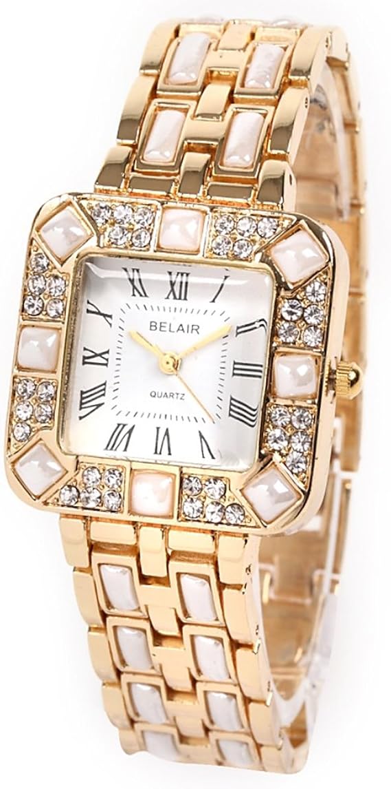Amazon 腕時計 レディース 防水 キラキラ スクエア ブレスレット ビジネス ウォッチ Dns10 ゴールド レディース腕時計 腕時計 通販