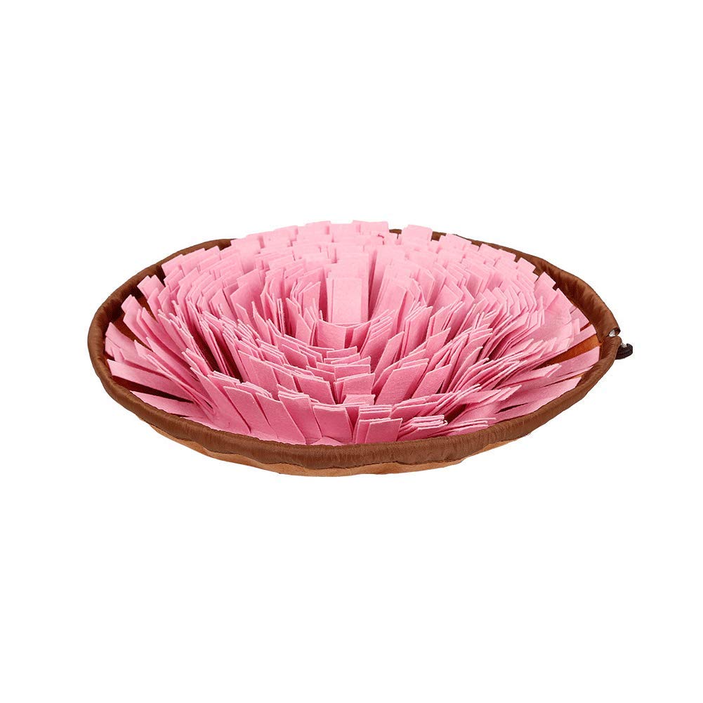 VOANZO Pet Sniffing Feeding Mat Round Dog Training Blanket Washable Dog Foraging Mat Stress Release Pad Pet Sniff Training Mat (pink)